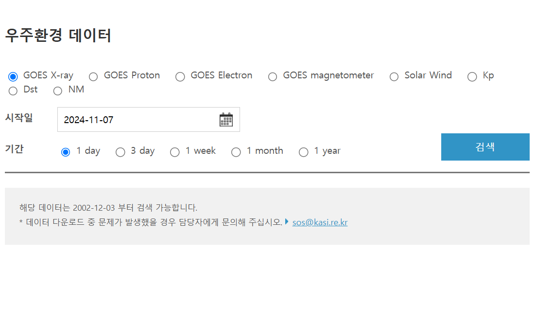 우주환경 데이터 브라우저 이미지 1